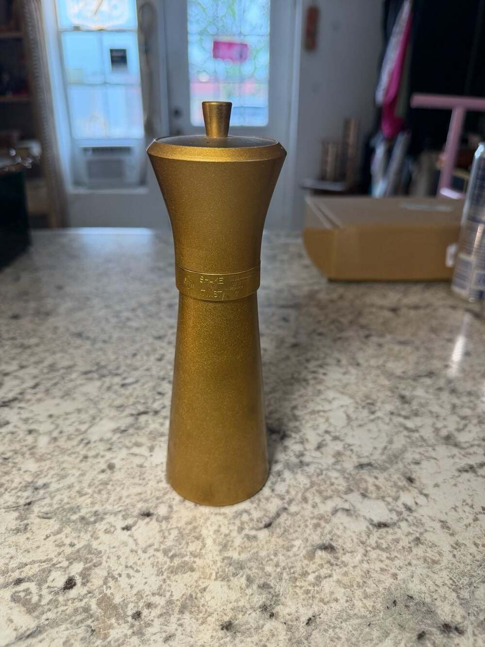 W. E. Bounds Salt and Pepper Mill Grinder Gold